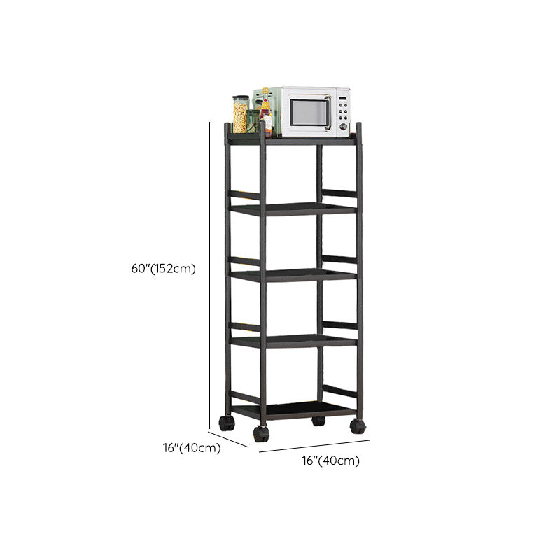 モダンなダイニングルーム準備テーブルロッキングホイール付きブラックキッチントロリー