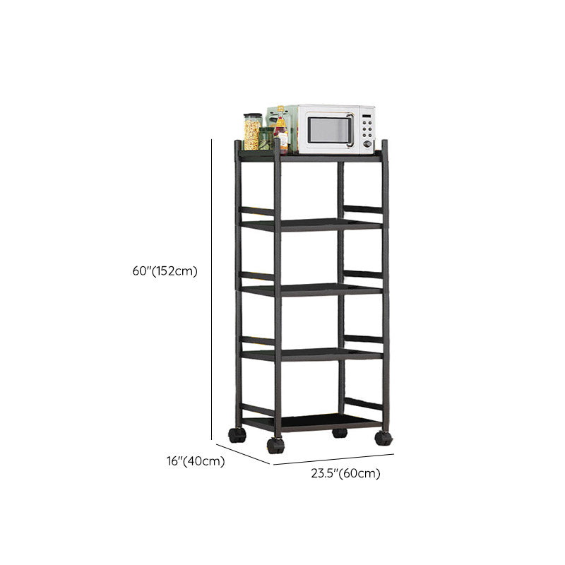 モダンなダイニングルーム準備テーブルロッキングホイール付きブラックキッチントロリー