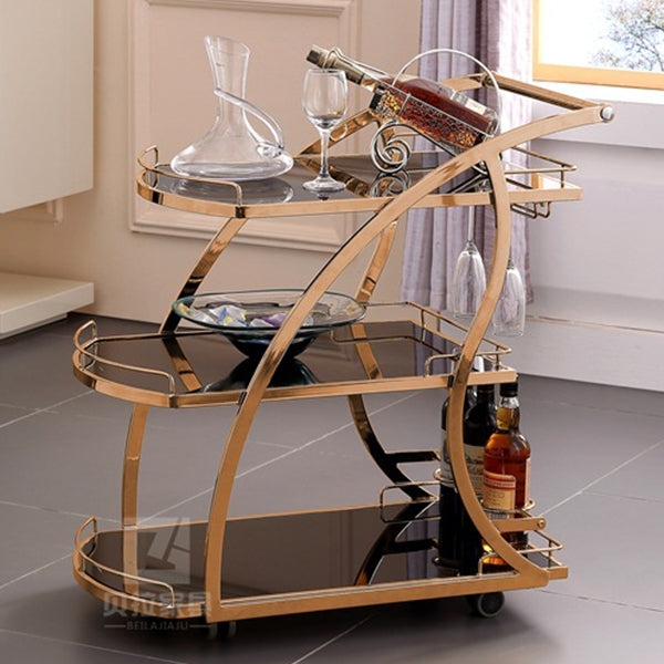 Modern Metal Prep Table with Wine Rack Home Dining Prep Table