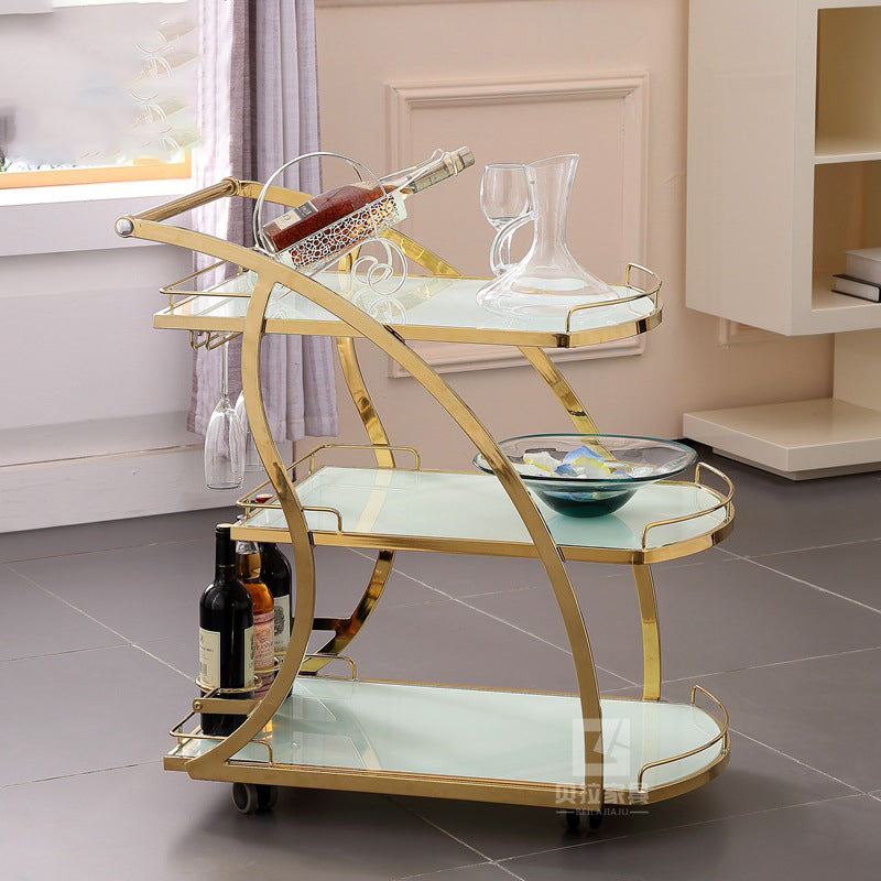 Modern Metal Prep Table with Wine Rack Home Dining Prep Table