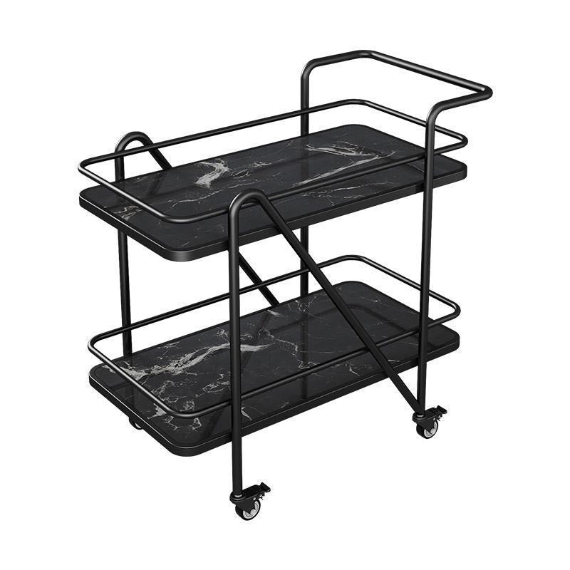 Scaffali aperti in marmo Preparazione tavolo da pranzo rettangolare carrello da cucina