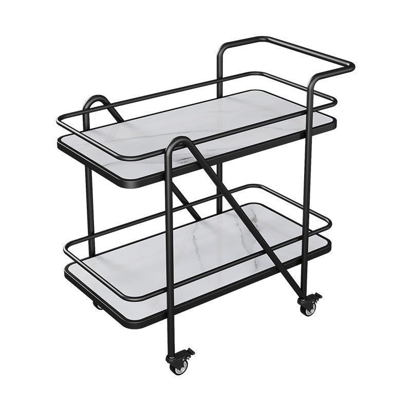 Scaffali aperti in marmo Preparazione tavolo da pranzo rettangolare carrello da cucina