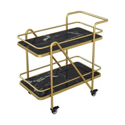 Scaffali aperti in marmo Preparazione tavolo da pranzo rettangolare carrello da cucina