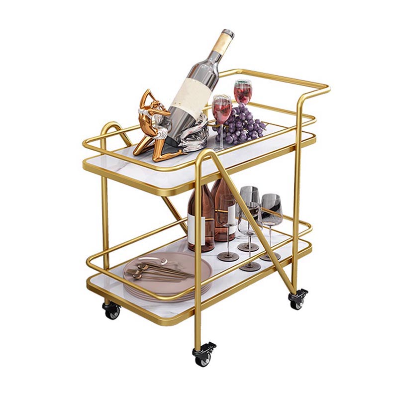 Scaffali aperti in marmo Preparazione tavolo da pranzo rettangolare carrello da cucina