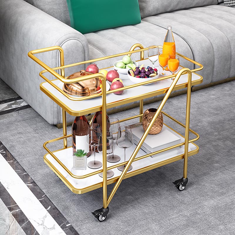 Scaffali aperti in marmo Preparazione tavolo da pranzo rettangolare carrello da cucina