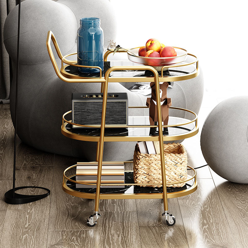 Tavolo da preparazione sala da pranzo in gambe oro carrello da cucina con ruote