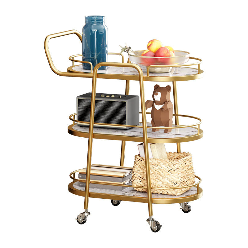 Tavolo da preparazione sala da pranzo in gambe oro carrello da cucina con ruote