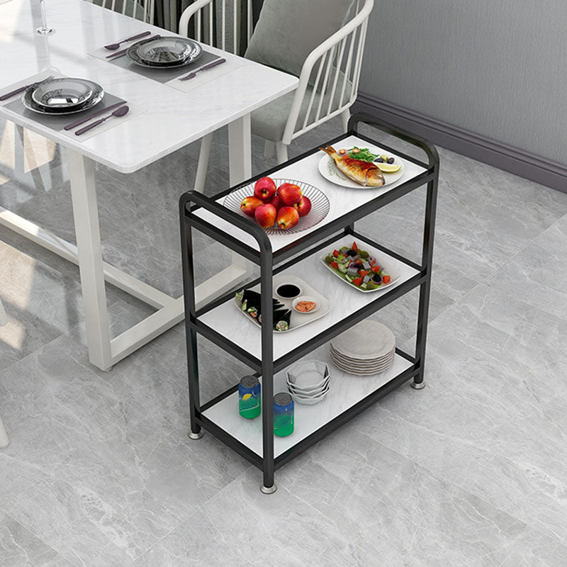 Wooden Prep Table Modern Rolling Open Shelves Kitchen Trolley