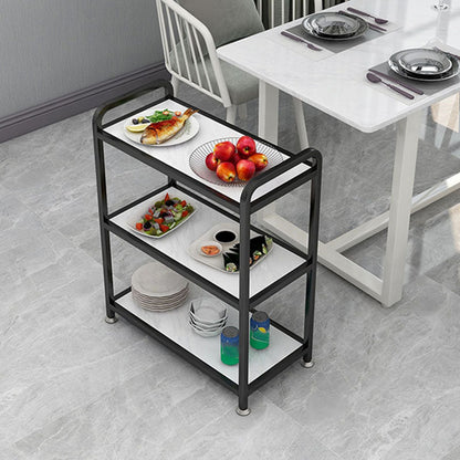 Wooden Prep Table Modern Rolling Open Shelves Kitchen Trolley