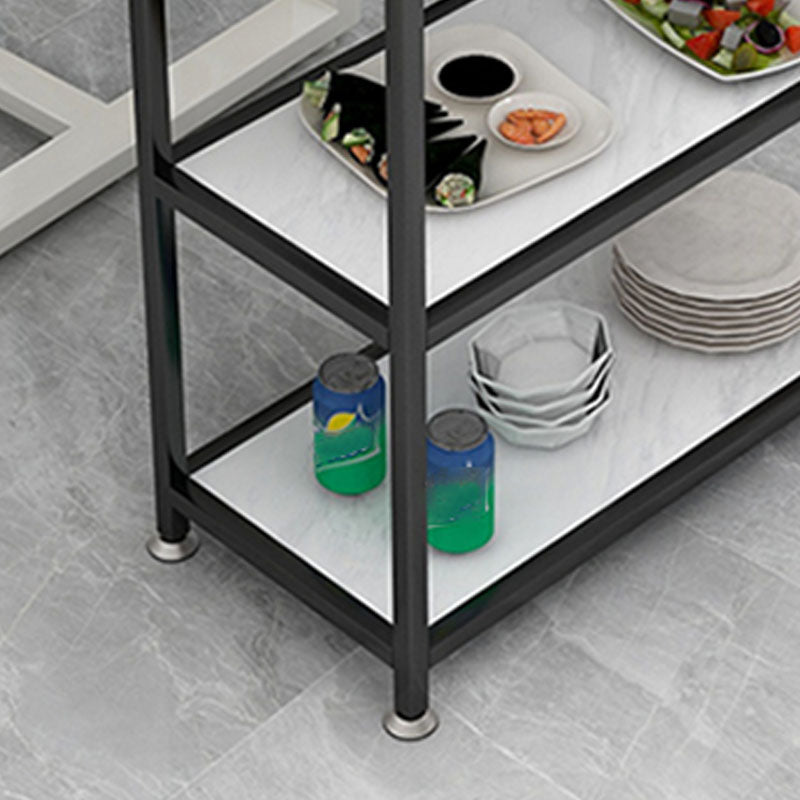 Wooden Prep Table Modern Rolling Open Shelves Kitchen Trolley