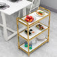 Wooden Prep Table Modern Rolling Open Shelves Kitchen Trolley