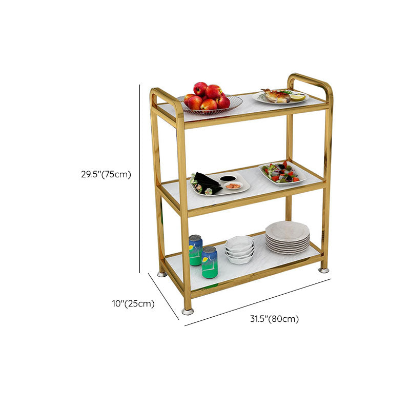 Wooden Prep Table Modern Rolling Open Shelves Kitchen Trolley