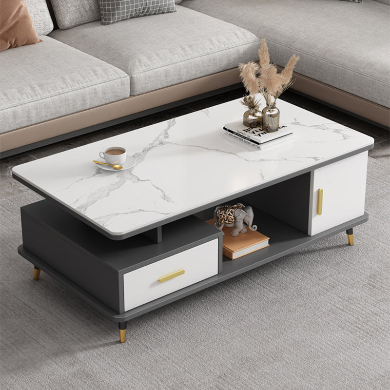 Slate Coffee Table Rectangle Glam Cocktail Table with 4 Legs Clearhalo 'Coffee & Accent Tables' 'Coffee Tables' 'coffee_tables' 'furn' 'furn_coffee_tables' 'Furniture' 'Living Room Furniture' 6725492