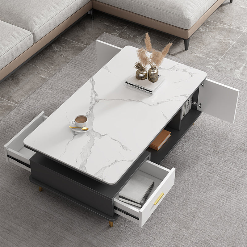 Slate Coffee Table Rectangle Glam Cocktail Table with 4 Legs Clearhalo 'Coffee & Accent Tables' 'Coffee Tables' 'coffee_tables' 'furn' 'furn_coffee_tables' 'Furniture' 'Living Room Furniture' 6725497