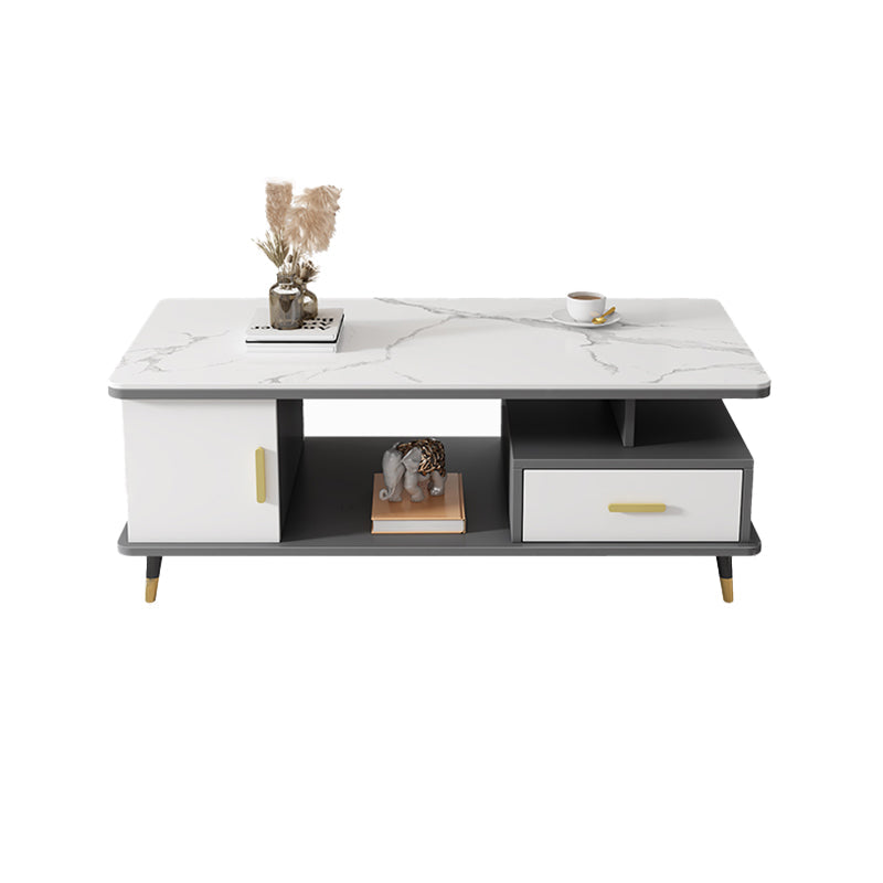Slate Coffee Table Rectangle Glam Cocktail Table with 4 Legs Clearhalo 'Coffee & Accent Tables' 'Coffee Tables' 'coffee_tables' 'furn' 'furn_coffee_tables' 'Furniture' 'Living Room Furniture' 6725498