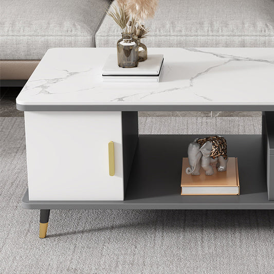 Slate Coffee Table Rectangle Glam Cocktail Table with 4 Legs