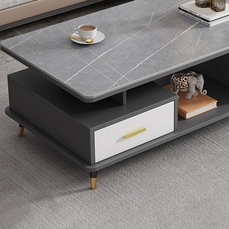 Slate Coffee Table Rectangle Glam Cocktail Table with 4 Legs Clearhalo 'Coffee & Accent Tables' 'Coffee Tables' 'coffee_tables' 'furn' 'furn_coffee_tables' 'Furniture' 'Living Room Furniture' 6725502