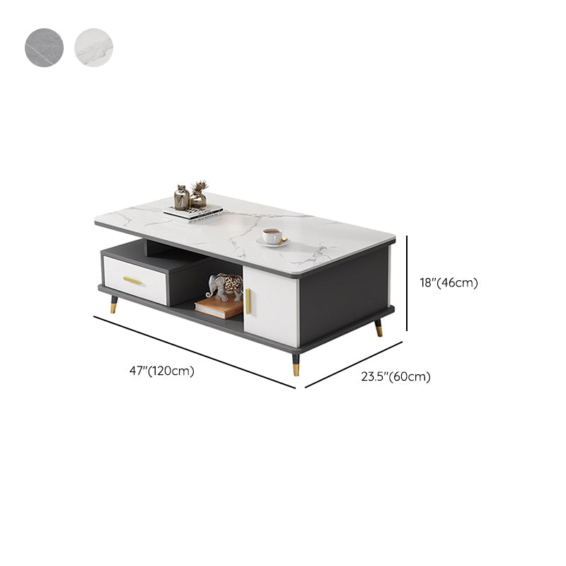 Slate Coffee Table Rectangle Glam Cocktail Table with 4 Legs Clearhalo 'Coffee & Accent Tables' 'Coffee Tables' 'coffee_tables' 'furn' 'furn_coffee_tables' 'Furniture' 'Living Room Furniture' 6725504