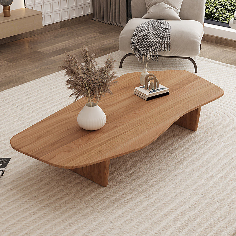 Solid Wood Coffee Table Free-Form Modern Cocktail Table with 2 Legs Clearhalo 'Coffee & Accent Tables' 'Coffee Tables' 'coffee_tables' 'furn' 'furn_coffee_tables' 'Furniture' 'Living Room Furniture' 6725506