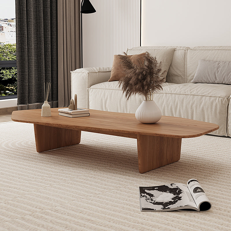Solid Wood Coffee Table Free-Form Modern Cocktail Table with 2 Legs Clearhalo 'Coffee & Accent Tables' 'Coffee Tables' 'coffee_tables' 'furn' 'furn_coffee_tables' 'Furniture' 'Living Room Furniture' 6725507