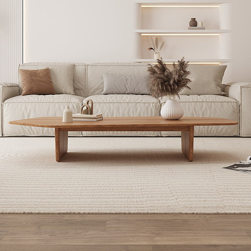 Solid Wood Coffee Table Free-Form Modern Cocktail Table with 2 Legs Clearhalo 'Coffee & Accent Tables' 'Coffee Tables' 'coffee_tables' 'furn' 'furn_coffee_tables' 'Furniture' 'Living Room Furniture' 6725508