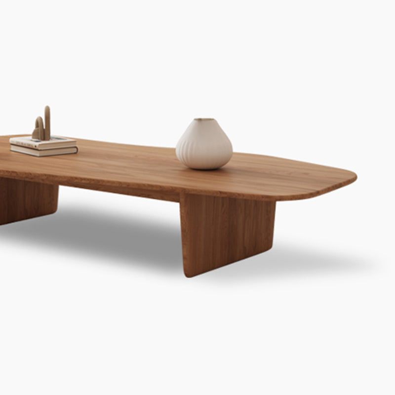 Solid Wood Coffee Table Free-Form Modern Cocktail Table with 2 Legs Clearhalo 'Coffee & Accent Tables' 'Coffee Tables' 'coffee_tables' 'furn' 'furn_coffee_tables' 'Furniture' 'Living Room Furniture' 6725511