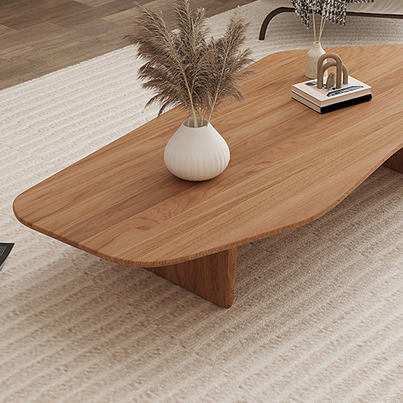 Solid Wood Coffee Table Free-Form Modern Cocktail Table with 2 Legs Clearhalo 'Coffee & Accent Tables' 'Coffee Tables' 'coffee_tables' 'furn' 'furn_coffee_tables' 'Furniture' 'Living Room Furniture' 6725514