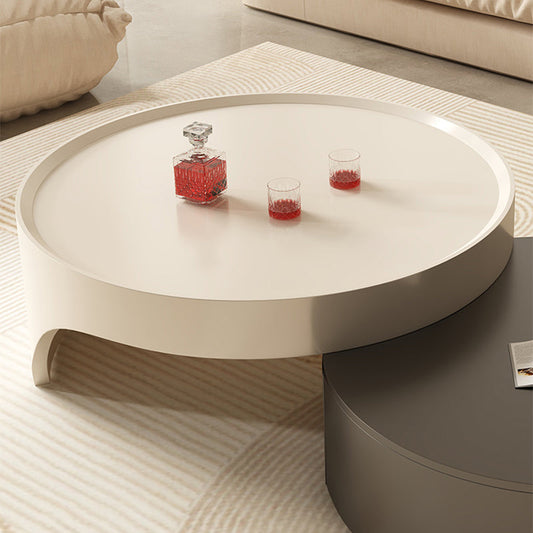 Mesa de café moderna colocada mesa de café redonda de madera con 2 cajones