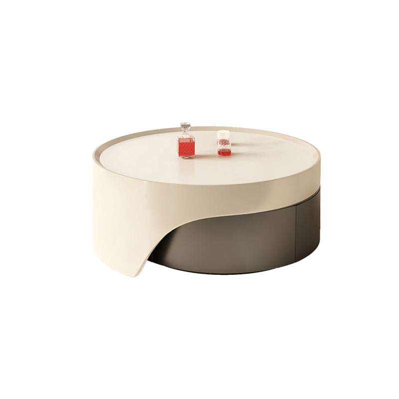 Set tavolino moderno Tavolino rotondo in legno con 2 cassetti
