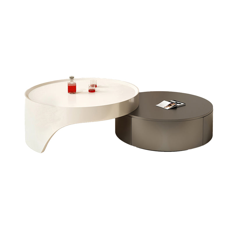 Set tavolino moderno Tavolino rotondo in legno con 2 cassetti