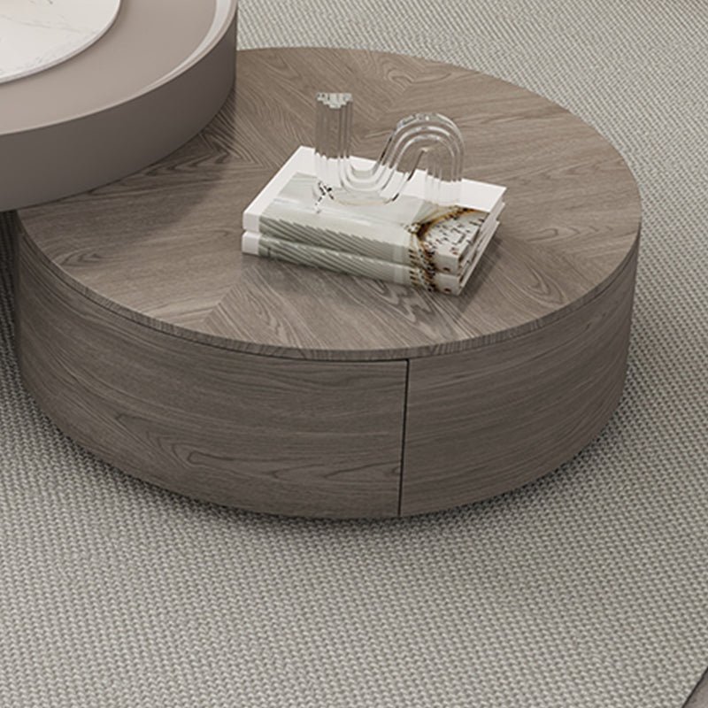 Set tavolino moderno Tavolino rotondo in legno con 2 cassetti