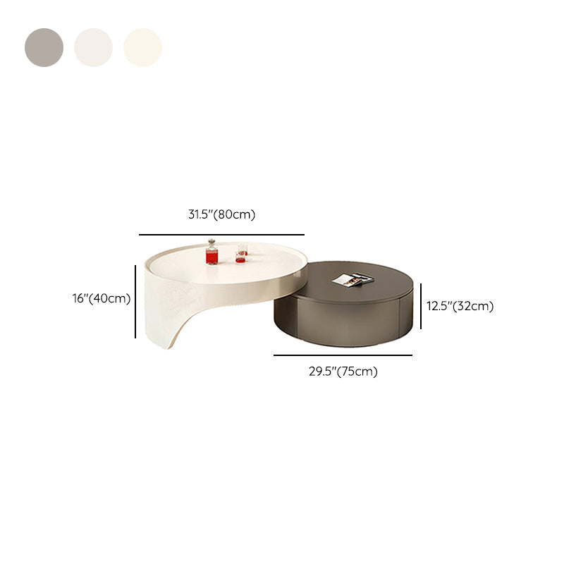 Set tavolino moderno Tavolino rotondo in legno con 2 cassetti