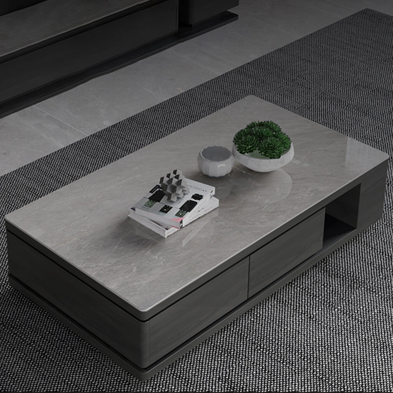 Modern Rectangle Coffee Table Set Espresso Wood Coffee Table with Drawers