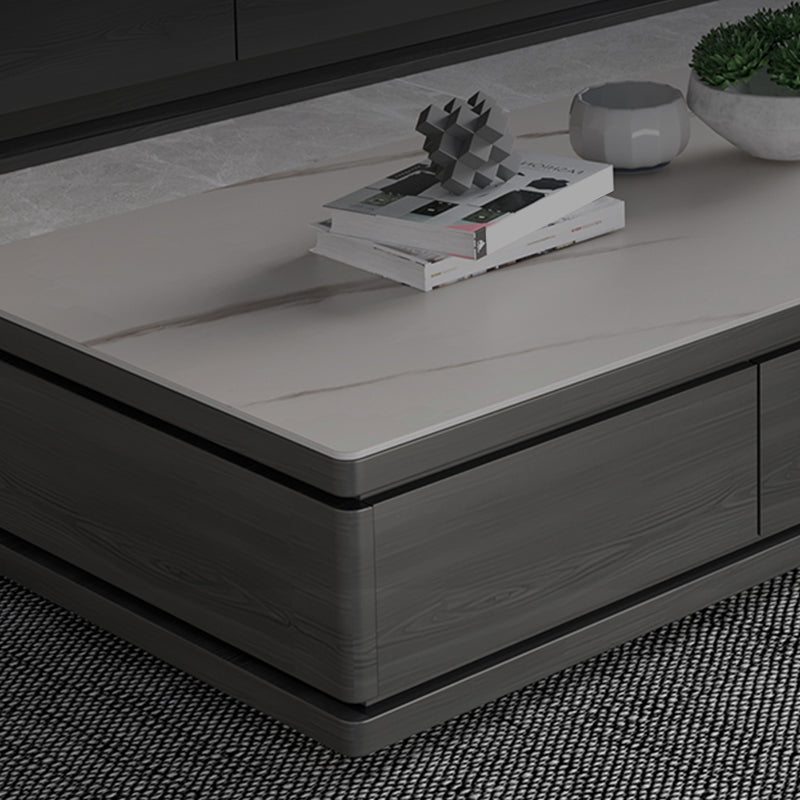 Modern Rectangle Coffee Table Set Espresso Wood Coffee Table with Drawers