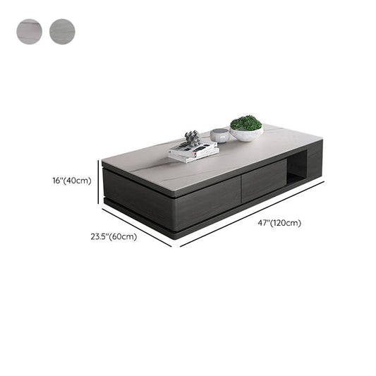 Mesa de café rectangular moderna mesa de café de madera de café espresso con cajones