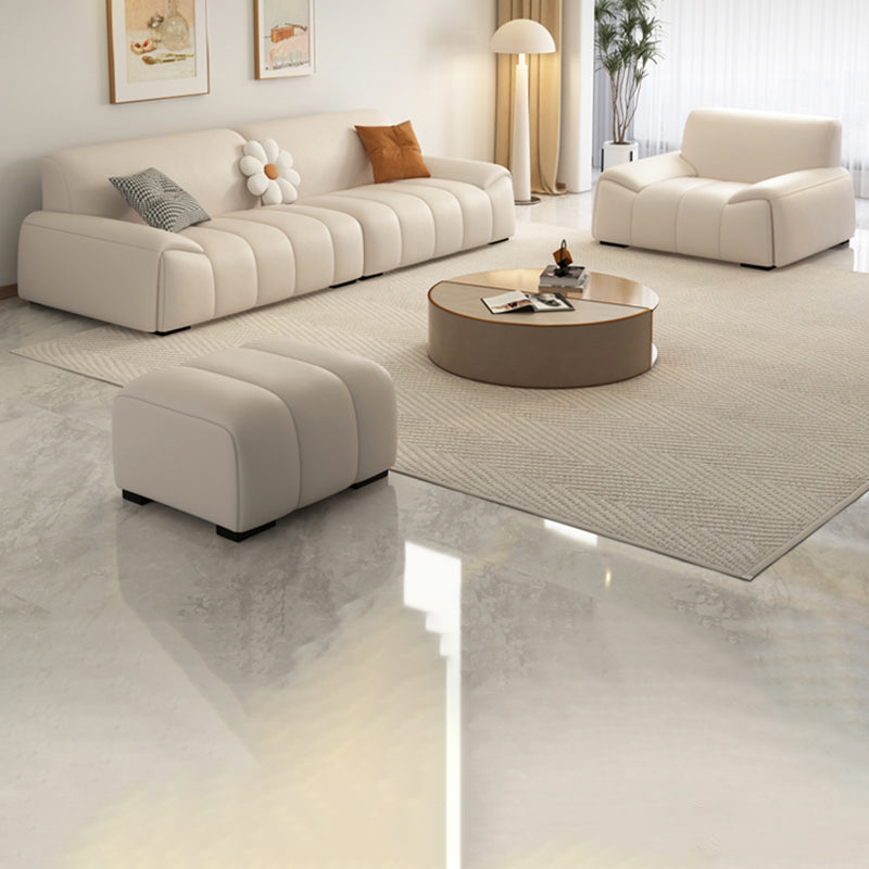 Genuine Leather Cream Sofa Modern 30.7" H Pillow Top Arm Sofa Clearhalo 'furn' 'furn_sofas' 'Furniture' 'Living Room Furniture' 'Sofa' 'sofas' 6725599