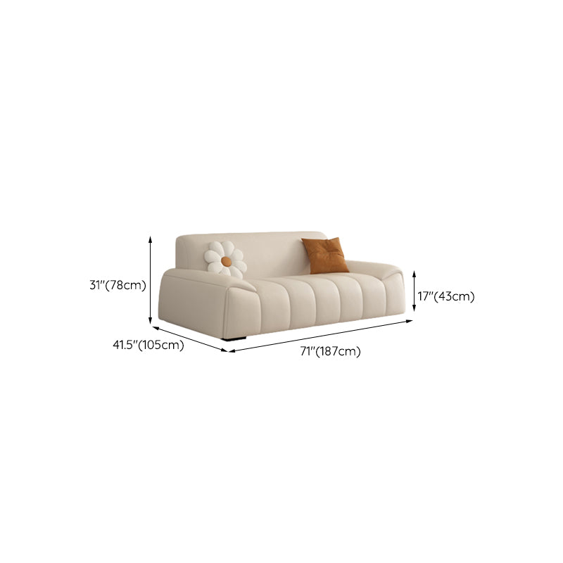 Genuine Leather Cream Sofa Modern 30.7" H Pillow Top Arm Sofa Clearhalo 'furn' 'furn_sofas' 'Furniture' 'Living Room Furniture' 'Sofa' 'sofas' 6725613