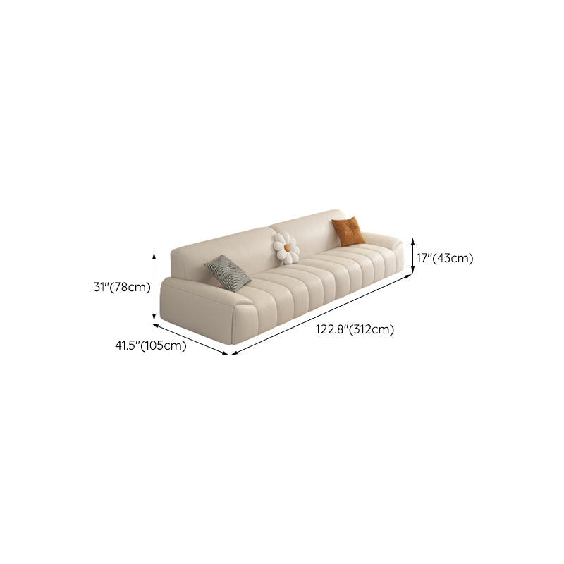 Genuine Leather Cream Sofa Modern 30.7" H Pillow Top Arm Sofa Clearhalo 'furn' 'furn_sofas' 'Furniture' 'Living Room Furniture' 'Sofa' 'sofas' 6725615
