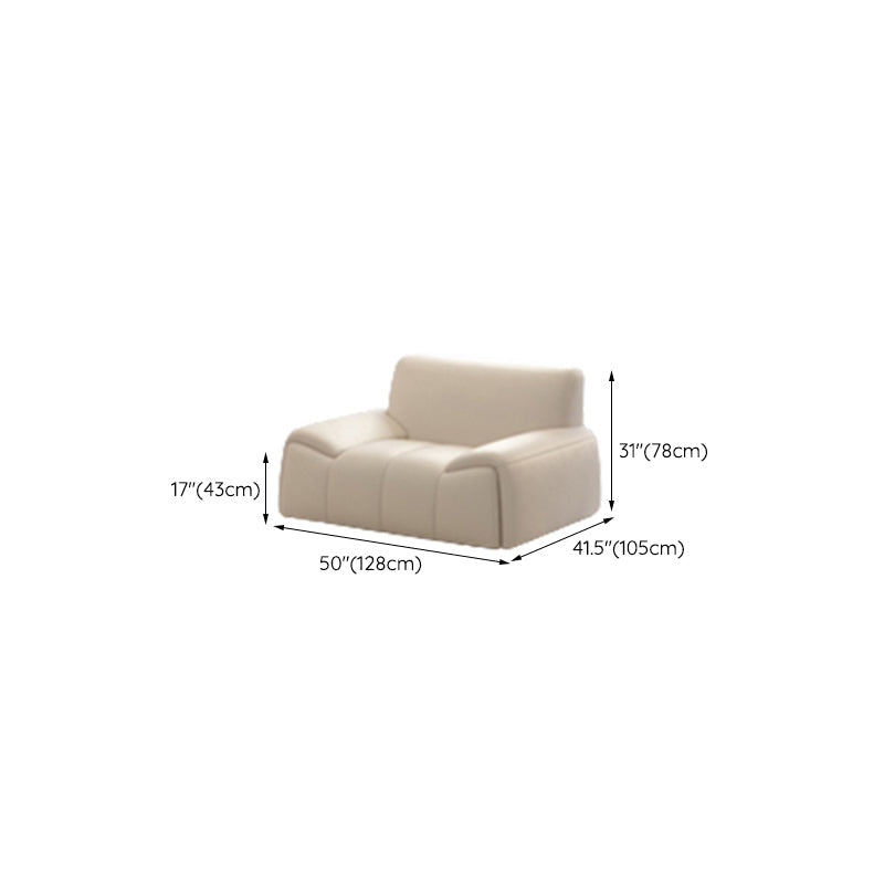 Genuine Leather Cream Sofa Modern 30.7" H Pillow Top Arm Sofa Clearhalo 'furn' 'furn_sofas' 'Furniture' 'Living Room Furniture' 'Sofa' 'sofas' 6725617