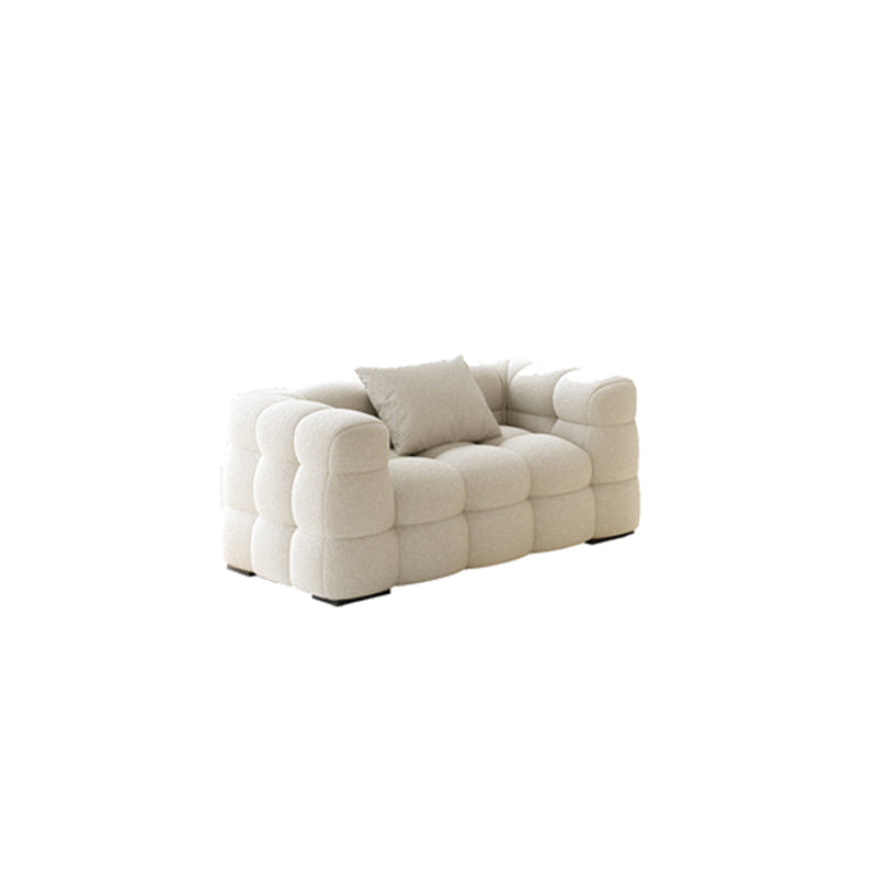 Nordic Biscuit Back Wool Sofa Tuxedo Arm 41.3"d Sofa in Cream 47"L x 41"W x 28"H Clearhalo 'furn' 'furn_sofas' 'Furniture' 'Living Room Furniture' 'Sofa' 'sofas' 6725619