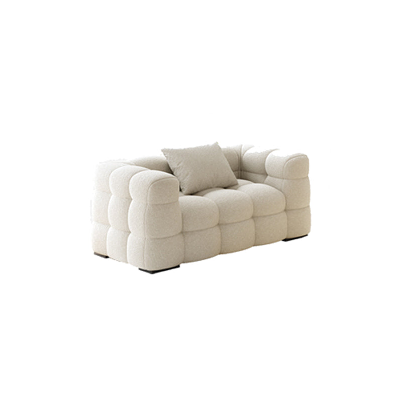 Nordic Biscuit Back Wool Sofa Tuxedo Arm 41.3"d Sofa in Cream 71"L x 41.5"W x 27.5"H Clearhalo 'furn' 'furn_sofas' 'Furniture' 'Living Room Furniture' 'Sofa' 'sofas' 6725620