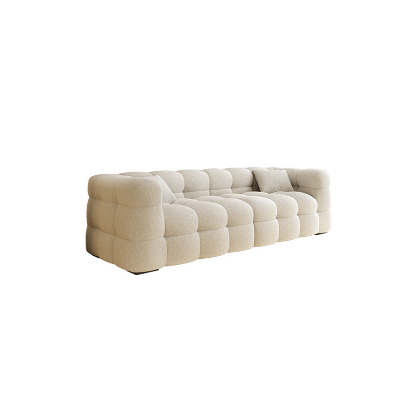 Nordic Biscuit Back Wool Sofa Tuxedo Arm 41.3"d Sofa in Cream 82.7"L x 41.3"W x 27.6"H Clearhalo 'furn' 'furn_sofas' 'Furniture' 'Living Room Furniture' 'Sofa' 'sofas' 6725623