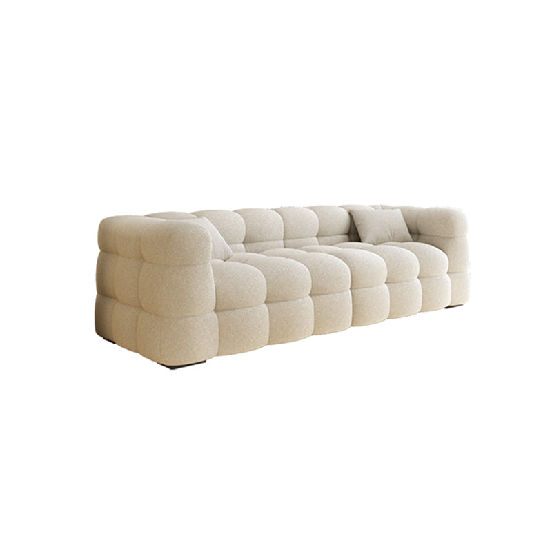 Nordic Biscuit Back Wool Sofa Tuxedo Arm 41.3"d Sofa in Cream 106"L x 41.5"W x 27.5"H Clearhalo 'furn' 'furn_sofas' 'Furniture' 'Living Room Furniture' 'Sofa' 'sofas' 6725626