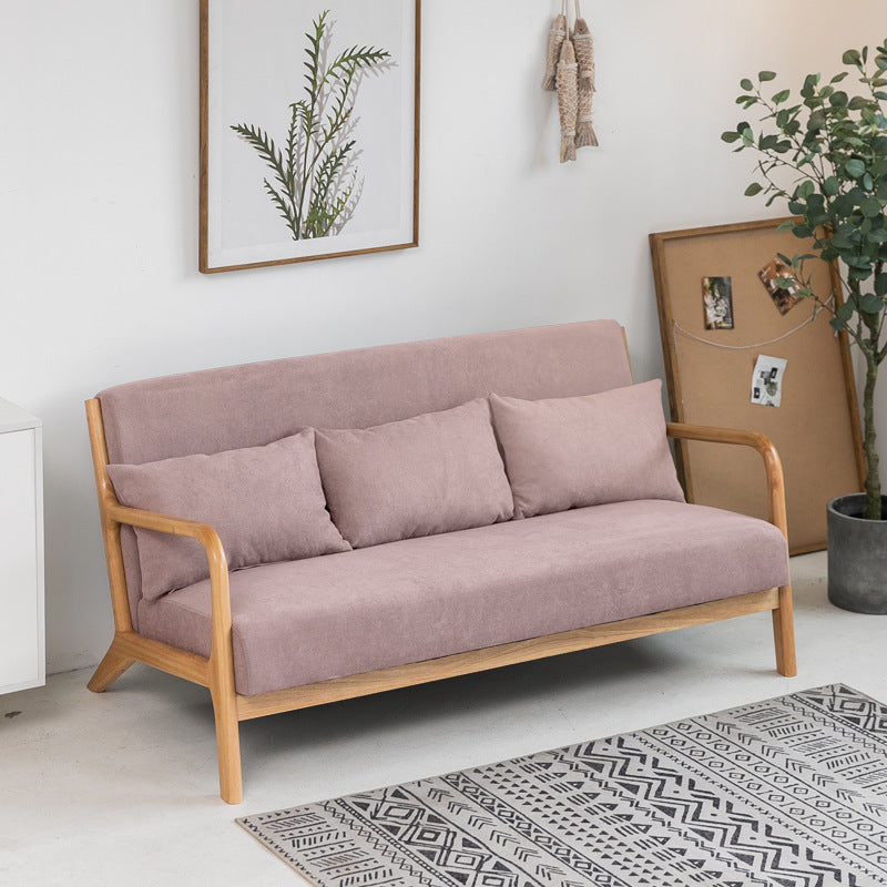 Divano in legno massiccio nordico divano a braccio quadrato a 3 posti con sedile a cuscino singolo