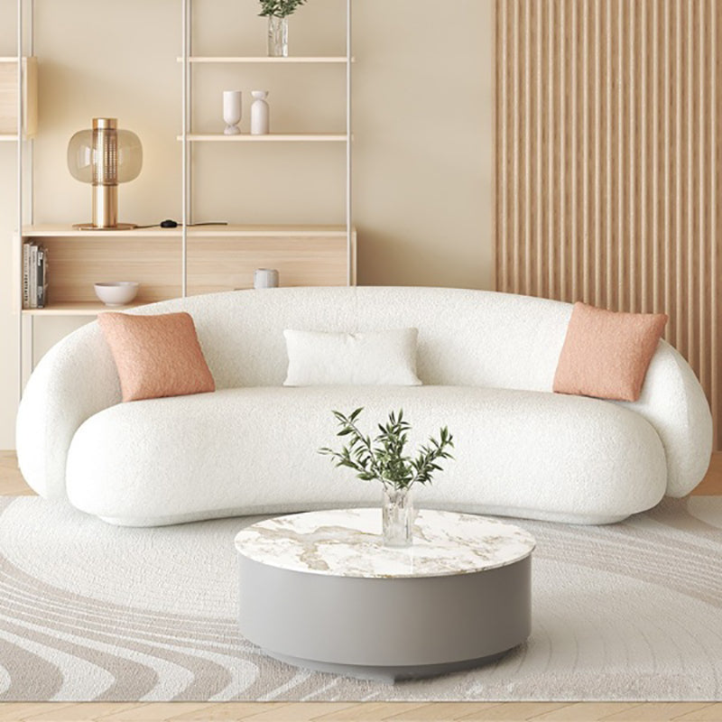 Sofa incurvé de bras en pente Sofa simple en laine nordique en blanc de 27,6 "h