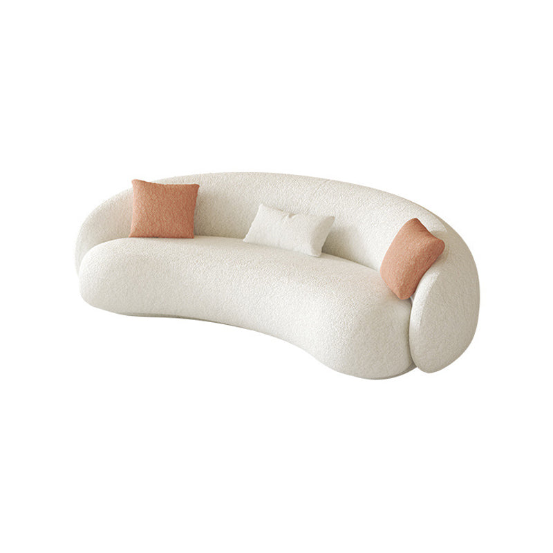Sofa incurvé de bras en pente Sofa simple en laine nordique en blanc de 27,6 "h