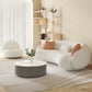 Sofa incurvé de bras en pente Sofa simple en laine nordique en blanc de 27,6 "h