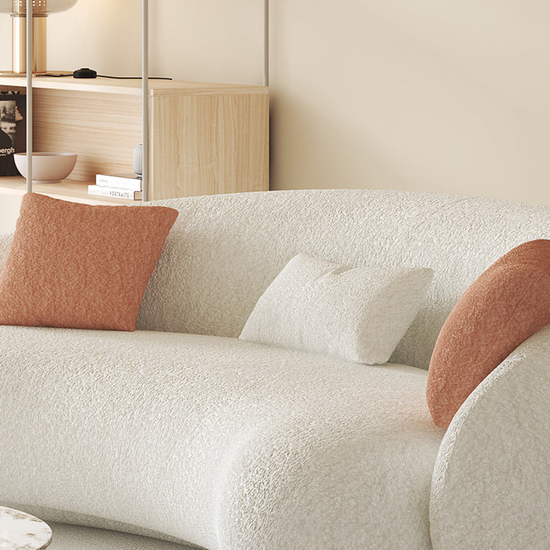 Sofa incurvé de bras en pente Sofa simple en laine nordique en blanc de 27,6 "h