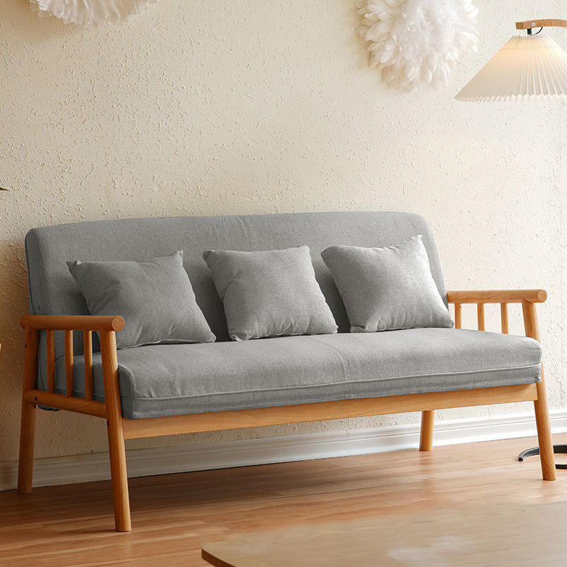 Divano in legno massiccio a 3 posti scandinavo sede a cuscino singolo con cuscini