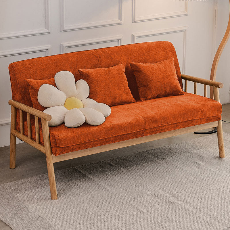 Divano in legno massiccio a 3 posti scandinavo sede a cuscino singolo con cuscini